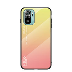 Custodia Silicone Specchio Laterale Sfumato Arcobaleno Cover LS1 per Xiaomi Redmi Note 11 SE India 4G Giallo