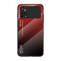 Custodia Silicone Specchio Laterale Sfumato Arcobaleno Cover LS1 per Xiaomi Redmi Note 11E Pro 5G Rosso