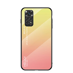 Custodia Silicone Specchio Laterale Sfumato Arcobaleno Cover LS1 per Xiaomi Redmi Note 11S 4G Giallo