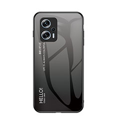 Custodia Silicone Specchio Laterale Sfumato Arcobaleno Cover LS1 per Xiaomi Redmi Note 11T Pro 5G Grigio Scuro