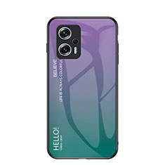 Custodia Silicone Specchio Laterale Sfumato Arcobaleno Cover LS1 per Xiaomi Redmi Note 11T Pro 5G Multicolore