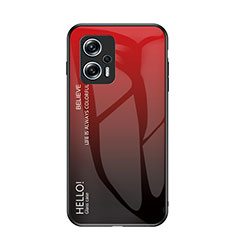 Custodia Silicone Specchio Laterale Sfumato Arcobaleno Cover LS1 per Xiaomi Redmi Note 11T Pro 5G Rosso