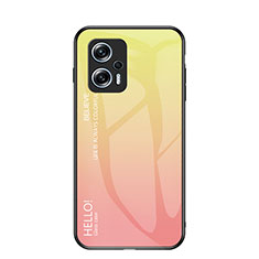 Custodia Silicone Specchio Laterale Sfumato Arcobaleno Cover LS1 per Xiaomi Redmi Note 11T Pro+ Plus 5G Giallo