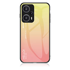 Custodia Silicone Specchio Laterale Sfumato Arcobaleno Cover LS1 per Xiaomi Redmi Note 12 Turbo 5G Giallo