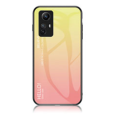 Custodia Silicone Specchio Laterale Sfumato Arcobaleno Cover LS1 per Xiaomi Redmi Note 12S Giallo