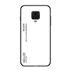 Custodia Silicone Specchio Laterale Sfumato Arcobaleno Cover LS1 per Xiaomi Redmi Note 9 Pro Max Bianco