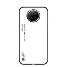 Custodia Silicone Specchio Laterale Sfumato Arcobaleno Cover LS1 per Xiaomi Redmi Note 9T 5G Bianco