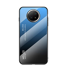 Custodia Silicone Specchio Laterale Sfumato Arcobaleno Cover LS1 per Xiaomi Redmi Note 9T 5G Blu