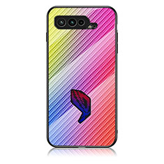 Custodia Silicone Specchio Laterale Sfumato Arcobaleno Cover LS2 per Asus ROG Phone 5 Pro Arancione