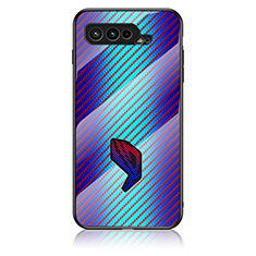 Custodia Silicone Specchio Laterale Sfumato Arcobaleno Cover LS2 per Asus ROG Phone 5 Pro Blu