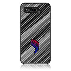 Custodia Silicone Specchio Laterale Sfumato Arcobaleno Cover LS2 per Asus ROG Phone 5 Pro Nero