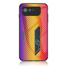 Custodia Silicone Specchio Laterale Sfumato Arcobaleno Cover LS2 per Asus ROG Phone 6 Arancione