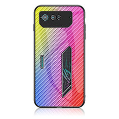 Custodia Silicone Specchio Laterale Sfumato Arcobaleno Cover LS2 per Asus ROG Phone 6 Pro Rosa