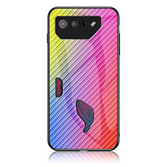 Custodia Silicone Specchio Laterale Sfumato Arcobaleno Cover LS2 per Asus ROG Phone 7 Ultimate Rosa