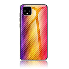 Custodia Silicone Specchio Laterale Sfumato Arcobaleno Cover LS2 per Google Pixel 4 Arancione