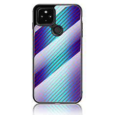 Custodia Silicone Specchio Laterale Sfumato Arcobaleno Cover LS2 per Google Pixel 4a 5G Blu