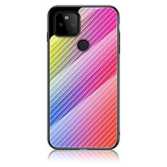 Custodia Silicone Specchio Laterale Sfumato Arcobaleno Cover LS2 per Google Pixel 5a 5G Rosa