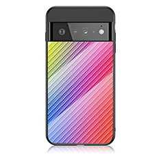 Custodia Silicone Specchio Laterale Sfumato Arcobaleno Cover LS2 per Google Pixel 6 Pro 5G Rosa