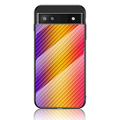 Custodia Silicone Specchio Laterale Sfumato Arcobaleno Cover LS2 per Google Pixel 6a 5G Arancione