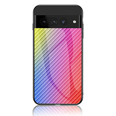 Custodia Silicone Specchio Laterale Sfumato Arcobaleno Cover LS2 per Google Pixel 7 Pro 5G Rosa