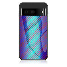 Custodia Silicone Specchio Laterale Sfumato Arcobaleno Cover LS2 per Google Pixel 7a 5G Blu
