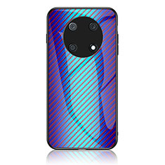 Custodia Silicone Specchio Laterale Sfumato Arcobaleno Cover LS2 per Huawei Enjoy 50 Pro Blu