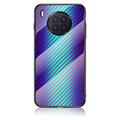 Custodia Silicone Specchio Laterale Sfumato Arcobaleno Cover LS2 per Huawei Honor 50 Lite Blu