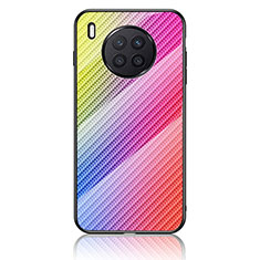 Custodia Silicone Specchio Laterale Sfumato Arcobaleno Cover LS2 per Huawei Honor 50 Lite Rosa