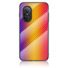 Custodia Silicone Specchio Laterale Sfumato Arcobaleno Cover LS2 per Huawei Honor 50 SE 5G Arancione