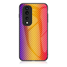 Custodia Silicone Specchio Laterale Sfumato Arcobaleno Cover LS2 per Huawei Honor 70 5G Arancione