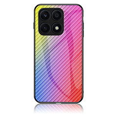 Custodia Silicone Specchio Laterale Sfumato Arcobaleno Cover LS2 per Huawei Honor 70 Lite 5G Rosa