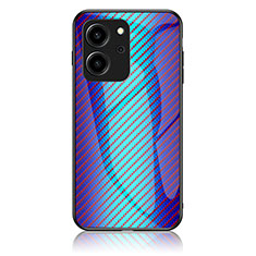 Custodia Silicone Specchio Laterale Sfumato Arcobaleno Cover LS2 per Huawei Honor 80 SE 5G Blu