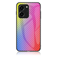 Custodia Silicone Specchio Laterale Sfumato Arcobaleno Cover LS2 per Huawei Honor 80 SE 5G Rosa