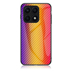 Custodia Silicone Specchio Laterale Sfumato Arcobaleno Cover LS2 per Huawei Honor X6 Arancione