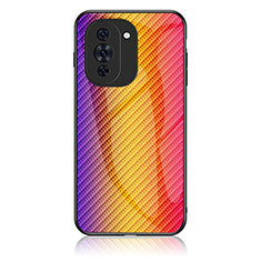 Custodia Silicone Specchio Laterale Sfumato Arcobaleno Cover LS2 per Huawei Nova 10 Pro Arancione