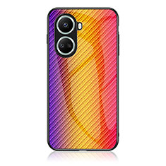 Custodia Silicone Specchio Laterale Sfumato Arcobaleno Cover LS2 per Huawei Nova 10 SE Arancione