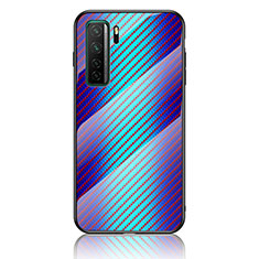 Custodia Silicone Specchio Laterale Sfumato Arcobaleno Cover LS2 per Huawei Nova 7 SE 5G Blu