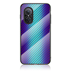 Custodia Silicone Specchio Laterale Sfumato Arcobaleno Cover LS2 per Huawei Nova 9 SE Blu