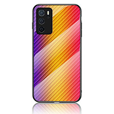 Custodia Silicone Specchio Laterale Sfumato Arcobaleno Cover LS2 per Oppo A16s Arancione