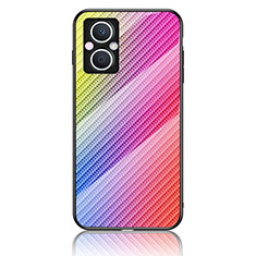 Custodia Silicone Specchio Laterale Sfumato Arcobaleno Cover LS2 per Oppo F21 Pro 5G Rosa