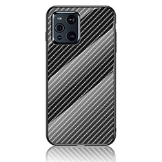 Custodia Silicone Specchio Laterale Sfumato Arcobaleno Cover LS2 per Oppo Find X3 5G Nero