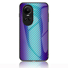 Custodia Silicone Specchio Laterale Sfumato Arcobaleno Cover LS2 per Oppo Reno10 Pro 5G Blu