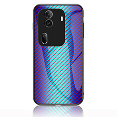 Custodia Silicone Specchio Laterale Sfumato Arcobaleno Cover LS2 per Oppo Reno11 Pro 5G Blu