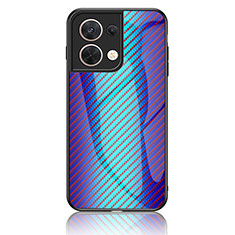 Custodia Silicone Specchio Laterale Sfumato Arcobaleno Cover LS2 per Oppo Reno9 Pro 5G Blu