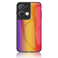 Custodia Silicone Specchio Laterale Sfumato Arcobaleno Cover LS2 per Oppo Reno9 Pro+ Plus 5G Arancione