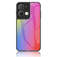 Custodia Silicone Specchio Laterale Sfumato Arcobaleno Cover LS2 per Oppo Reno9 Pro+ Plus 5G Rosa