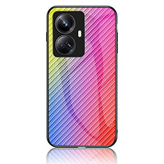 Custodia Silicone Specchio Laterale Sfumato Arcobaleno Cover LS2 per Realme 10 Pro+ Plus 5G Rosa