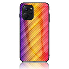 Custodia Silicone Specchio Laterale Sfumato Arcobaleno Cover LS2 per Realme 10T 5G Arancione