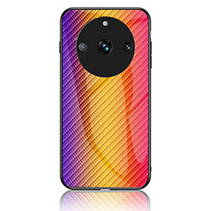 Custodia Silicone Specchio Laterale Sfumato Arcobaleno Cover LS2 per Realme 11 Pro 5G Arancione