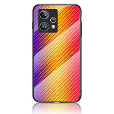 Custodia Silicone Specchio Laterale Sfumato Arcobaleno Cover LS2 per Realme 9 Pro+ Plus 5G Arancione